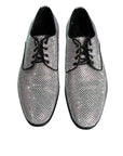 Dolce & Gabbana Silver Leather Rhinestones Derby Dress Shoes