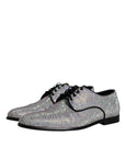 Dolce & Gabbana Silver Leather Rhinestones Derby Dress Shoes