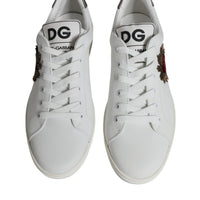 Dolce & Gabbana White Silver Sacred Heart Men Sneakers Shoes