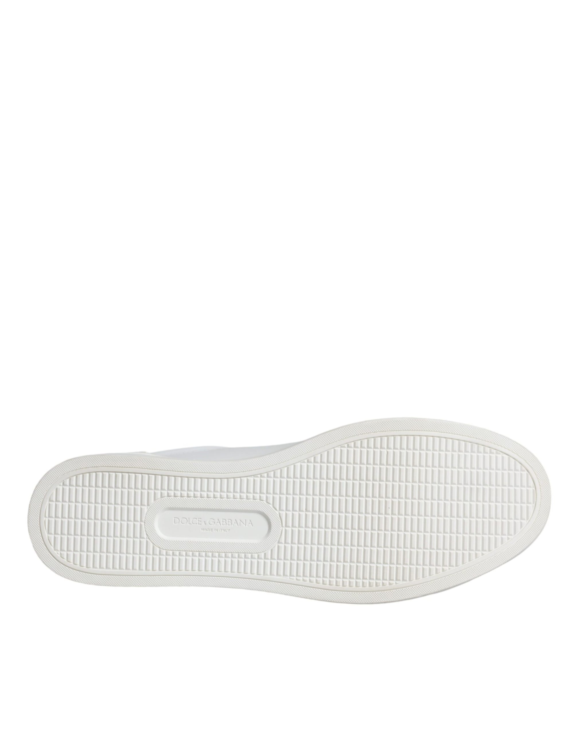 Dolce &amp; Gabbana White Silver Sacred Heart Men Sneakers Shoes