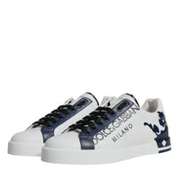 Dolce & Gabbana White Blue Leather Crown Milano Sneakers Shoes