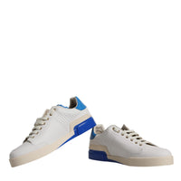 Dolce & Gabbana White Blue Perforated Low Top Sneakers Shoes