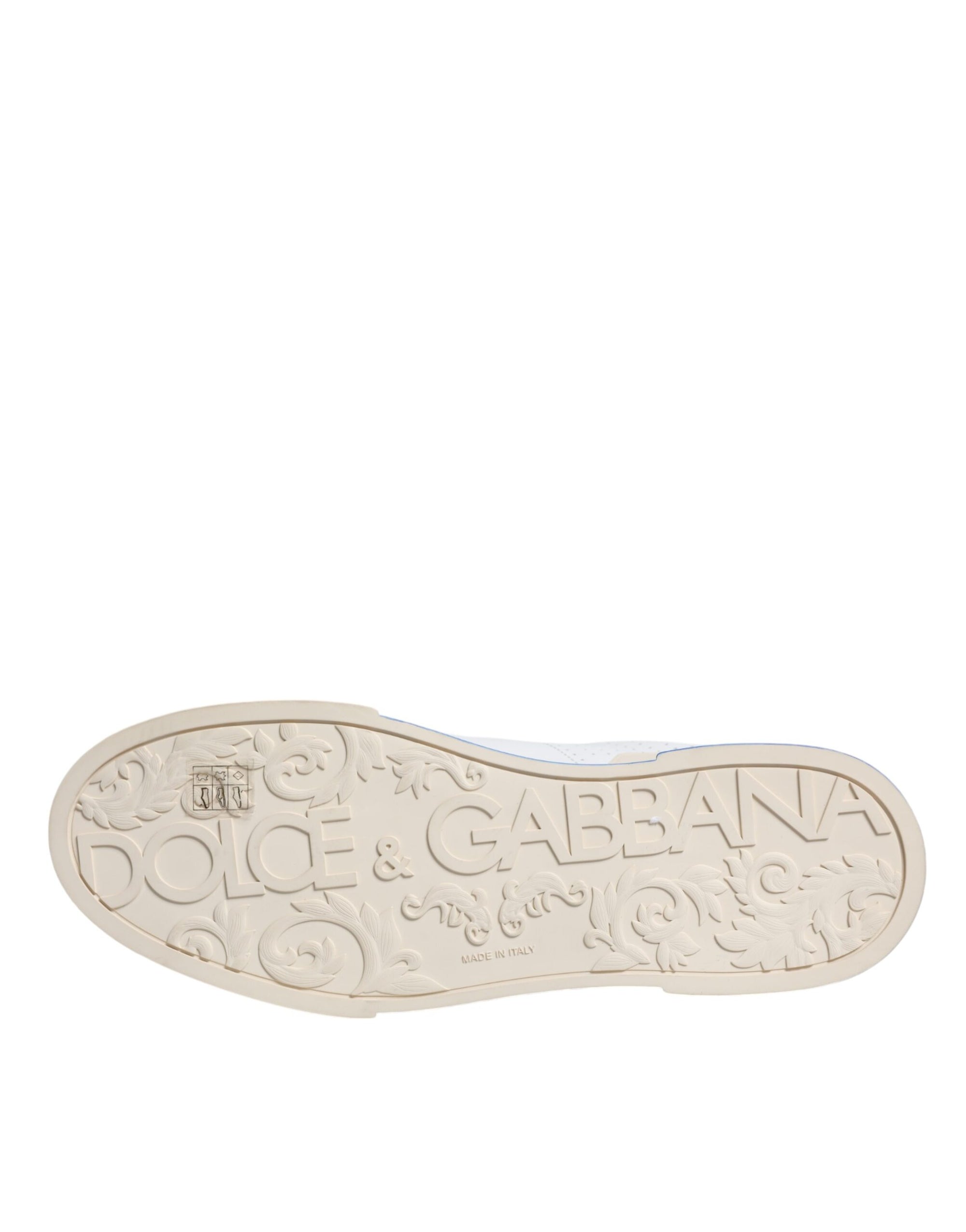 Dolce &amp; Gabbana White Blue Perforated Low Top Sneakers Shoes