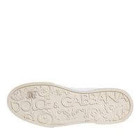 Dolce & Gabbana White Blue Perforated Low Top Sneakers Shoes