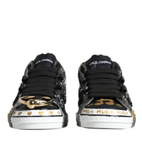 Dolce & Gabbana Black White Portofino Low Top Sneakers Shoes