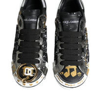 Dolce & Gabbana Black White Portofino Low Top Sneakers Shoes