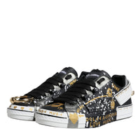 Dolce & Gabbana Black White Portofino Low Top Sneakers Shoes