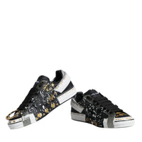 Dolce & Gabbana Black White Portofino Low Top Sneakers Shoes