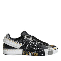 Dolce & Gabbana Black White Portofino Low Top Sneakers Shoes