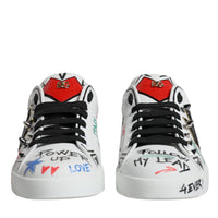 Dolce & Gabbana White Heart Studded Low Top Sneakers Shoes