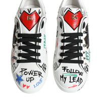 Dolce & Gabbana White Heart Studded Low Top Sneakers Shoes