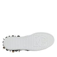 Dolce & Gabbana White Heart Studded Low Top Sneakers Shoes