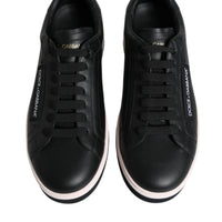 Dolce & Gabbana Black Leather Low Top Men Sneakers Shoes