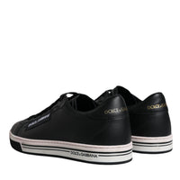 Dolce & Gabbana Black Leather Low Top Men Sneakers Shoes