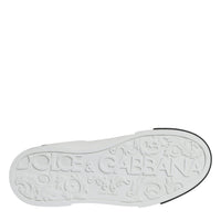 Dolce & Gabbana White Black Leather Logo Portofino Sneaker Shoes