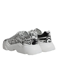 Dolce & Gabbana White Black Graffiti Daymaster Sneakers Shoes