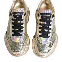 Dolce & Gabbana Gold Sequin Iridiscent Daymaster Sneakers Shoes