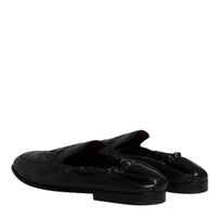 Dolce & Gabbana Black Logo Embroidered Leather Loafer Men Dress Shoes