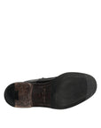 Dolce & Gabbana Black Leather Men Short Boots Lace Up Shoes