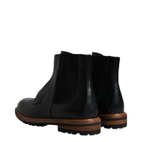 Dolce & Gabbana Black Leather Chelsea Mid Calf Men Boots Shoes