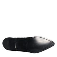 Dolce & Gabbana Black Embellished Suede Derby Formal Shoes