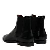 Dolce & Gabbana Black Leather Chelsea Men Ankle Boots Shoes