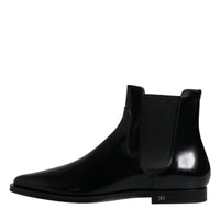 Dolce & Gabbana Black Leather Chelsea Men Ankle Boots Shoes