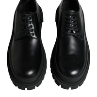 Dolce & Gabbana Black Leather Lace Up Trekking Dress Shoes