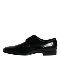 Dolce & Gabbana Black Leather Lace Up Men Derby Formal Shoes