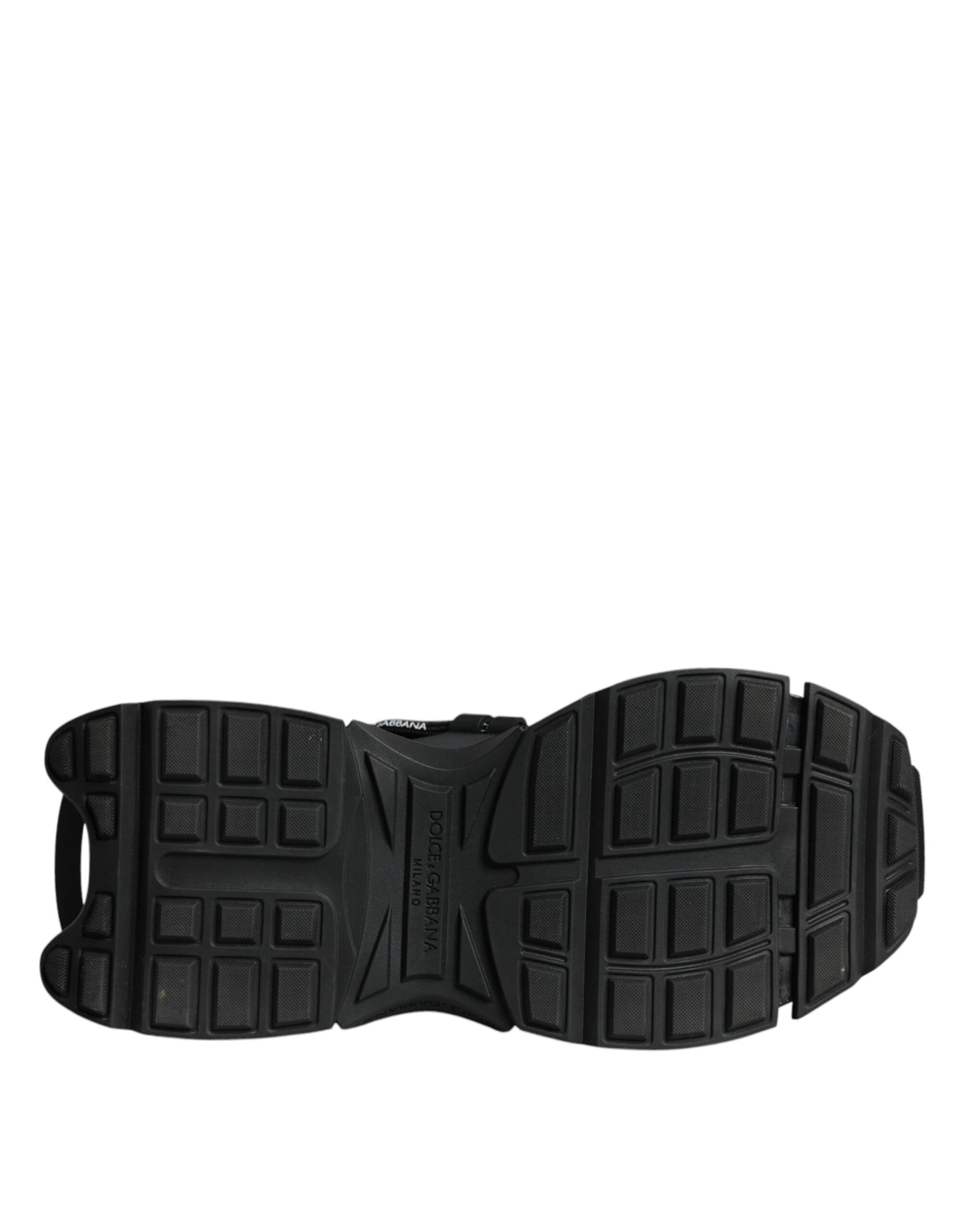 Dolce &amp; Gabbana Black Low Top Space Lace Up Sneakers Shoes