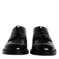 Dolce & Gabbana Black Leather Lace Up Men Derby Formal Shoes