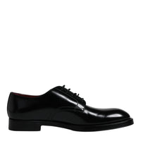 Dolce & Gabbana Black Leather Lace Up Men Derby Formal Shoes