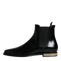 Dolce & Gabbana Black Leather Chelsea Ankle Boots Shoes