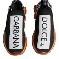 Dolce & Gabbana Black Orange Sorrento Slip On Sneakers Shoes