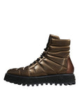 Dolce & Gabbana Bronze Padded Mid Calf Lace Up Boots Shoes