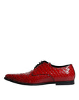 Dolce & Gabbana Red Textured Varnished Derby Men Formal Shoes