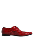 Dolce & Gabbana Red Textured Varnished Derby Men Formal Shoes