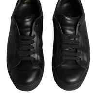 Dolce & Gabbana Black Leather Low Top Sneakers Shoes