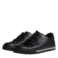 Dolce & Gabbana Black Leather Low Top Sneakers Shoes