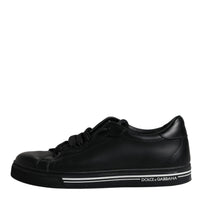 Dolce & Gabbana Black Leather Low Top Sneakers Shoes