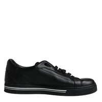 Dolce & Gabbana Black Leather Low Top Sneakers Shoes