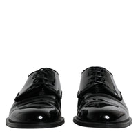 Dolce & Gabbana Black Leather Lace Up Men Derby Formal Shoes