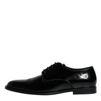 Dolce & Gabbana Black Leather Lace Up Men Derby Formal Shoes