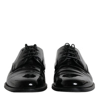 Dolce & Gabbana Black Leather Lace Up Men Derby Formal Shoes