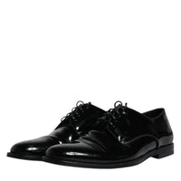 Dolce & Gabbana Black Leather Lace Up Men Derby Formal Shoes