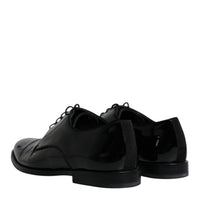 Dolce & Gabbana Black Leather Lace Up Men Derby Formal Shoes