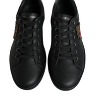 Dolce & Gabbana Black London Sacred Heart Men Sneakers Shoes