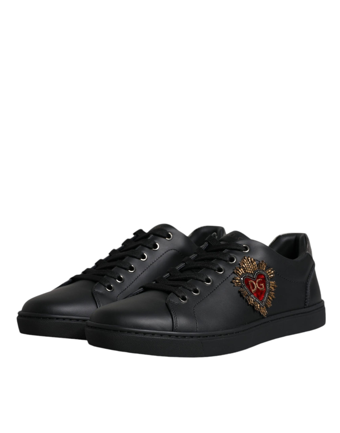 Dolce & Gabbana Black London Sacred Heart Men Sneakers Shoes