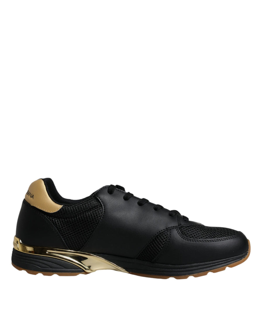 Dolce & Gabbana Black Logo Leather Casual Men Sneakers Shoes