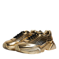 Dolce & Gabbana Gold Leather Daymaster Low Top Sneakers Shoes